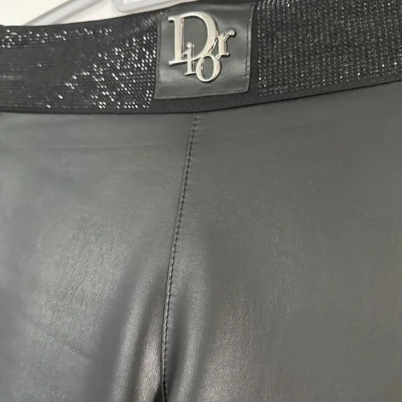 Black Lambskin Leather Leggings, Size M - Picture 2 of 5